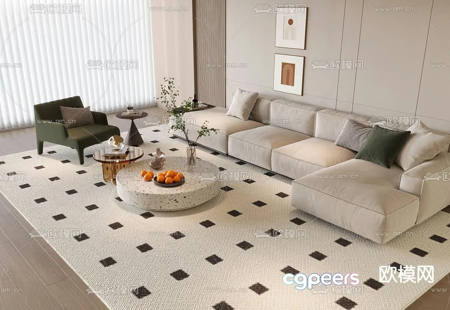 Modern sectional sofa 3d model
