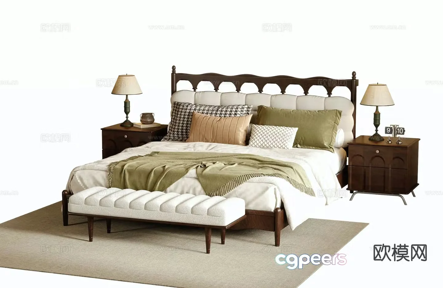 Medieval style double bed 3d model