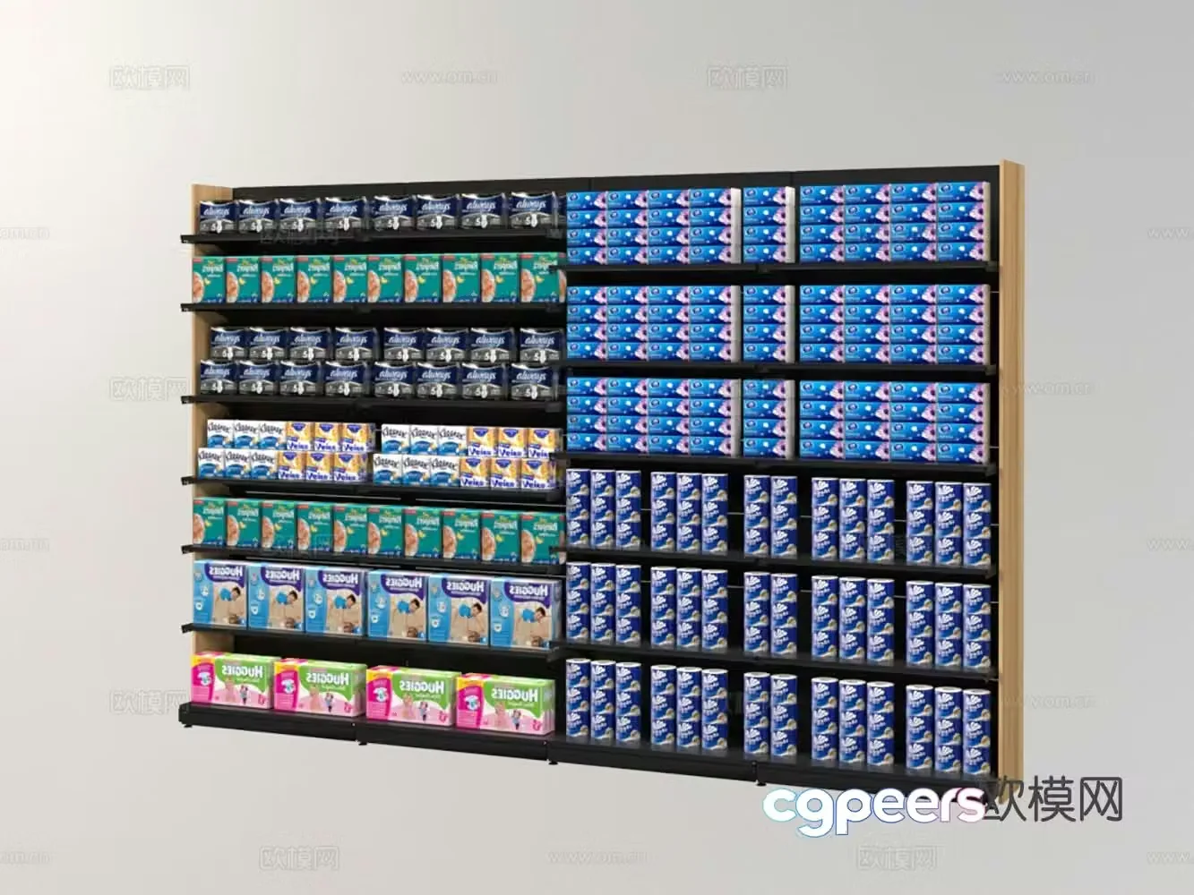 Supermarket shelves showcase shelves 3d model