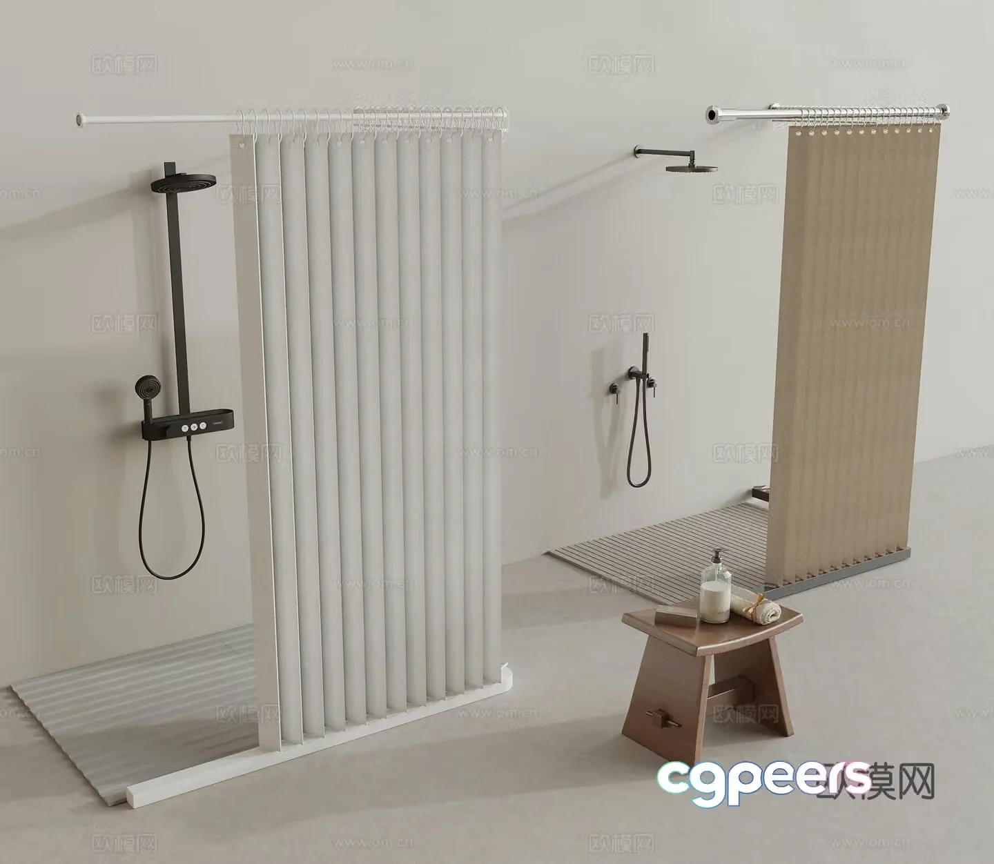 Modern shower curtain 3d model