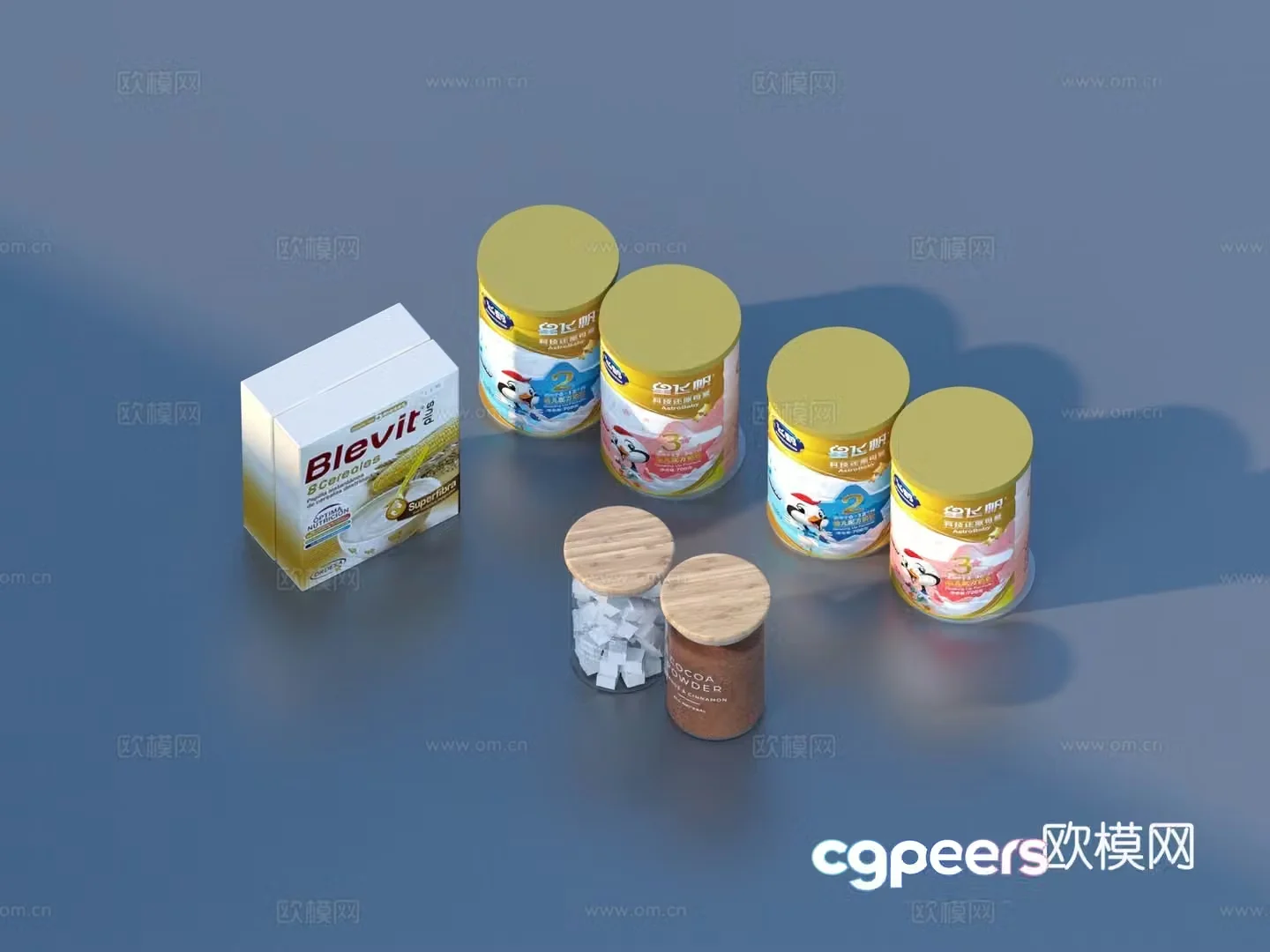 Milk powder canned snacks glass jar casual snacks 3D model