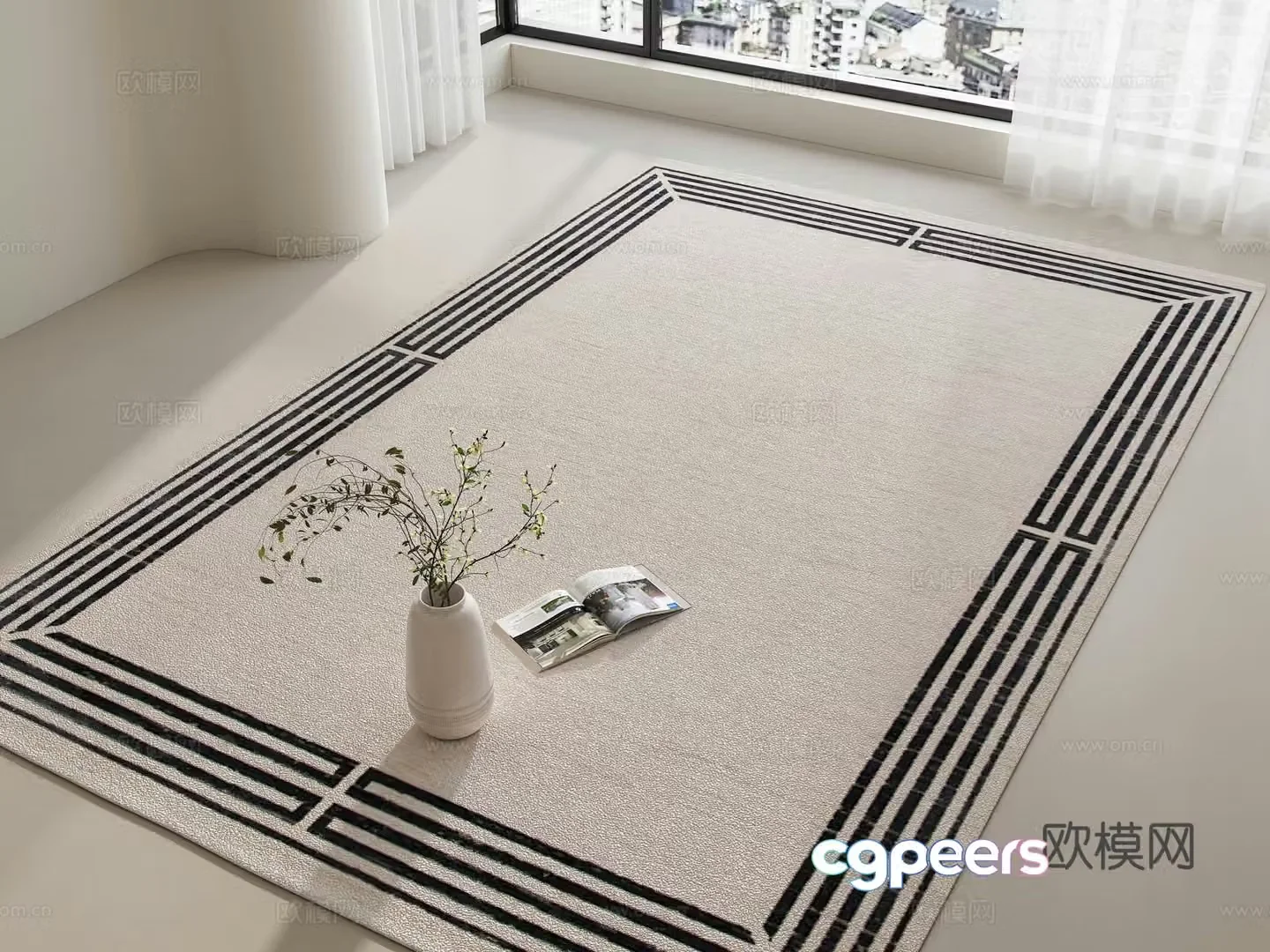 Carpet Medium style carpet Wasabi style carpet Cream style carpet Living room carpet Square carpet 3d model