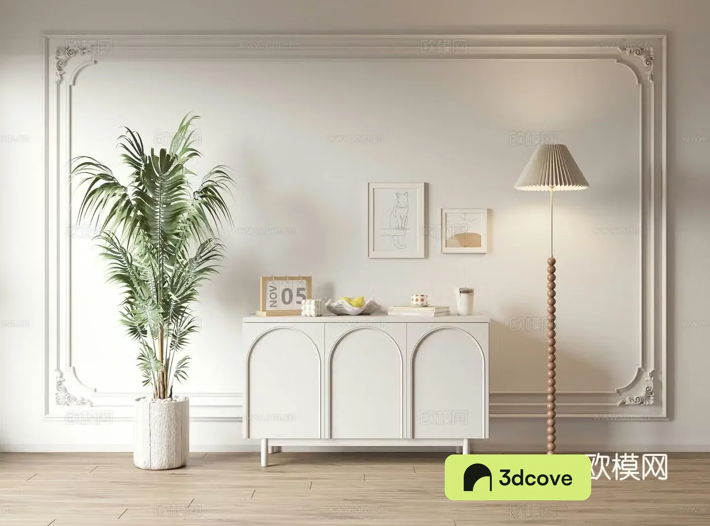 Low cabinet chest of cabinets decorative cabinet desktop ornaments potted plant floor lamp green plant bookcase wine cabinet storage cabinet