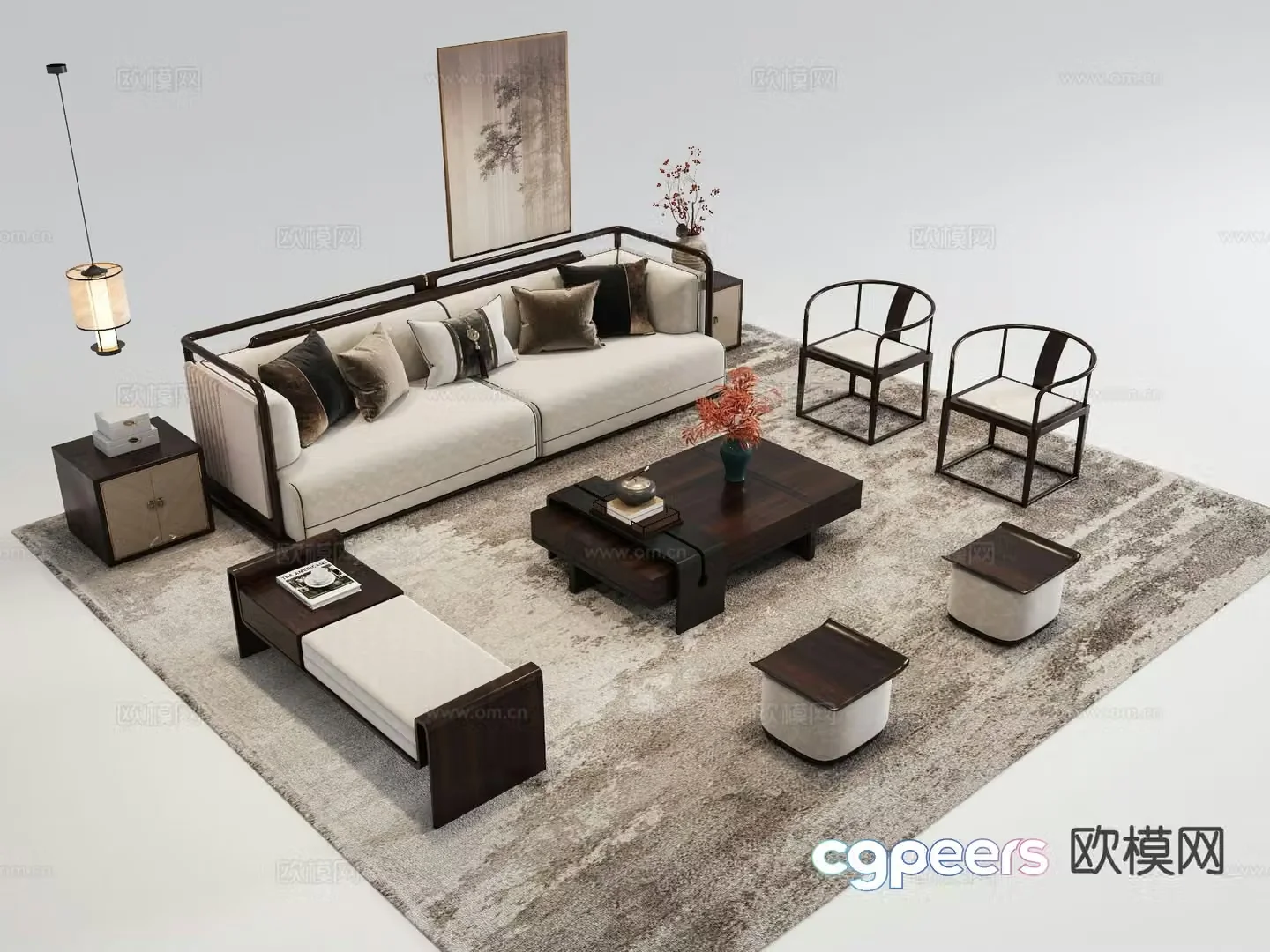 New Chinese style sofa set 3d model