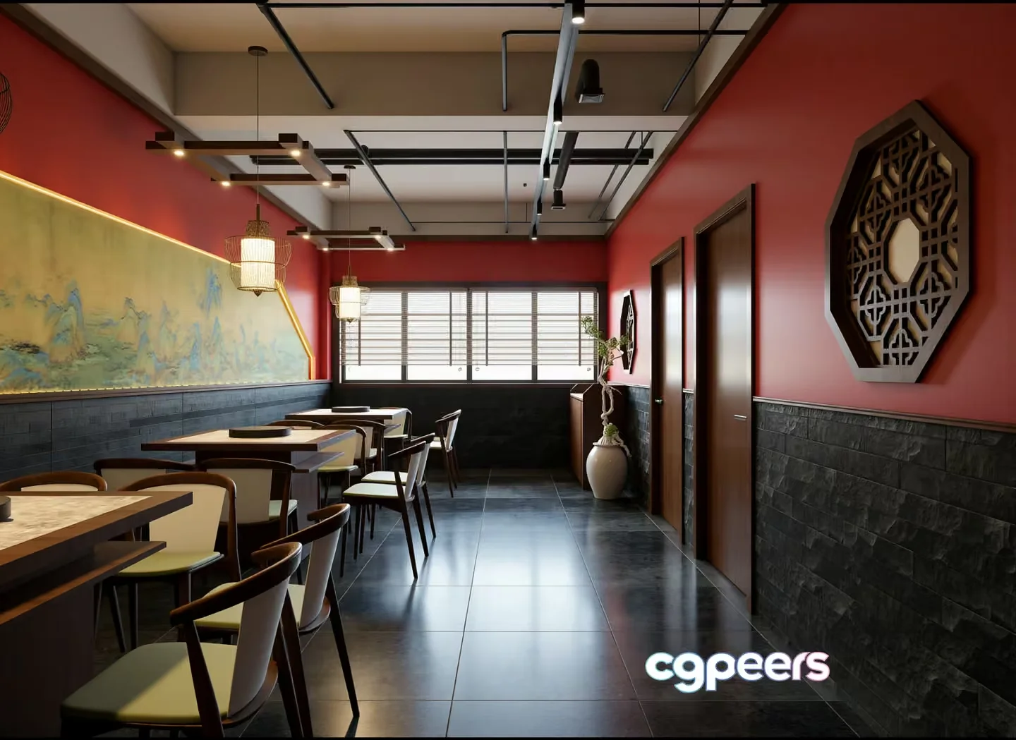 Modern Asian Restaurant 3D Model – 21907 – VRAY Render
