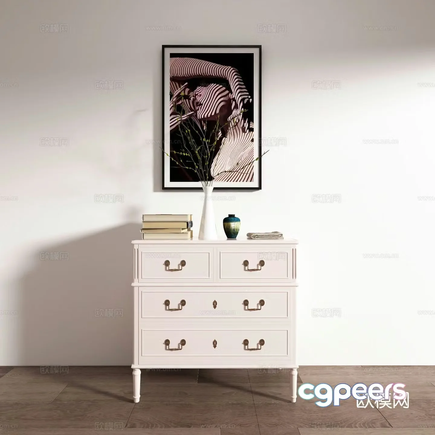 French bedside table 3d model