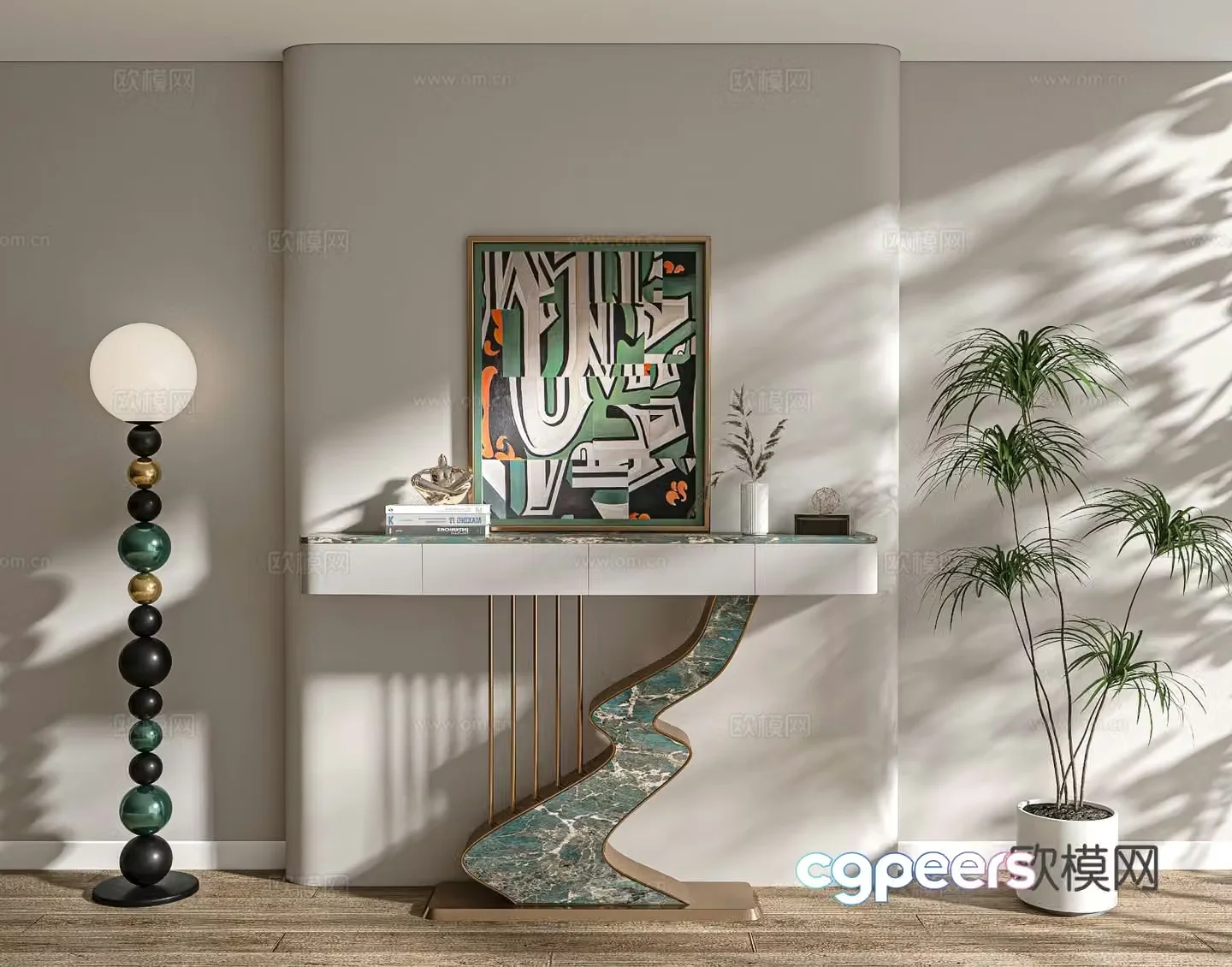 Modern side view cabinet 3D model