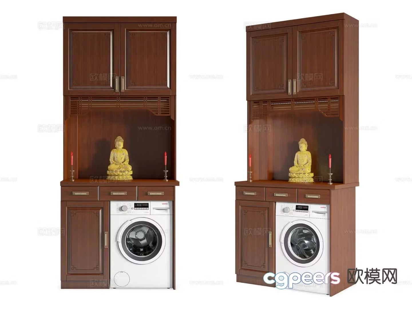 New Chinese style Buddhist niche washing machine cabinet 3D model