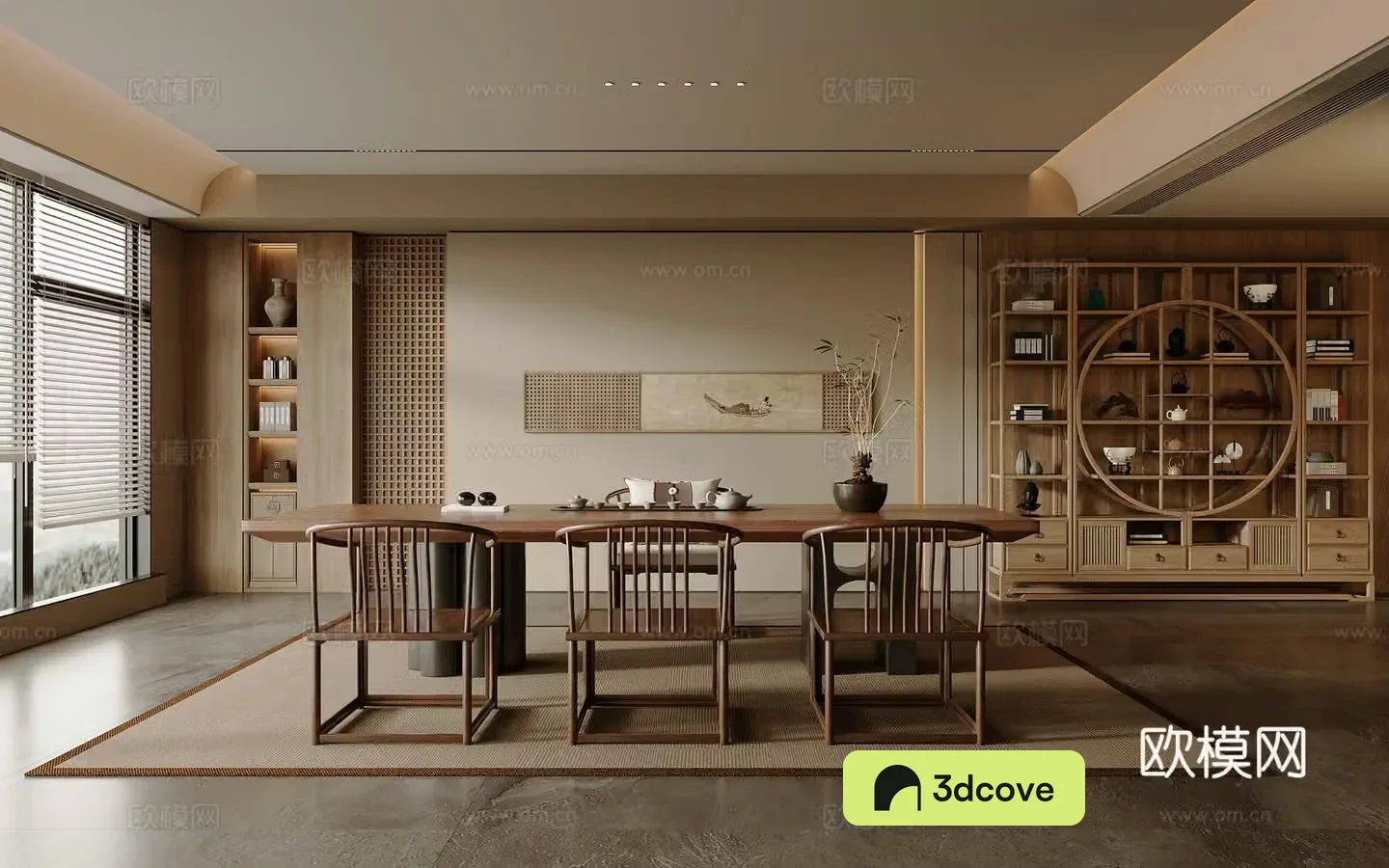 Solid wood tea table and chair combination Bogu shelf Large board table and tea table Tea set supplies Tea room