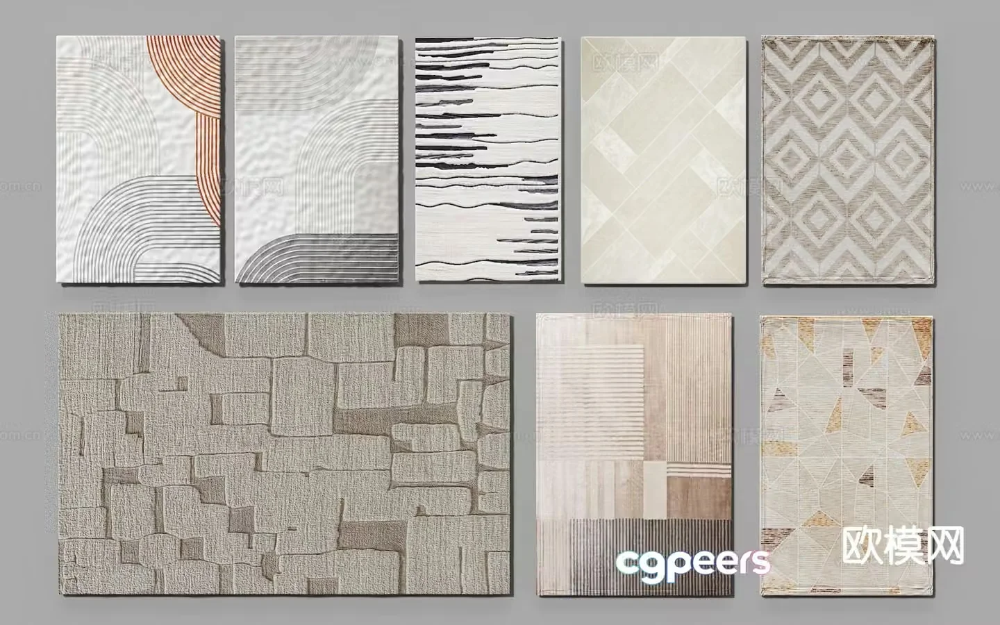 Modern carpet square rug 3d model