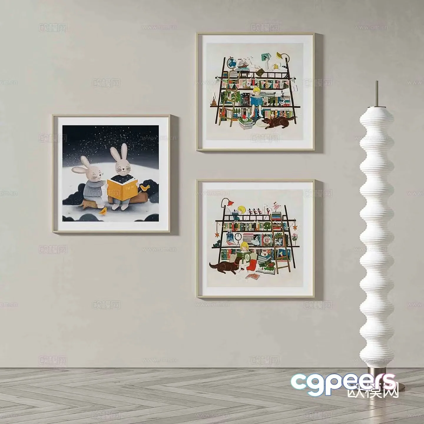 Modern cartoon hanging painting children’s decorative painting 3d model