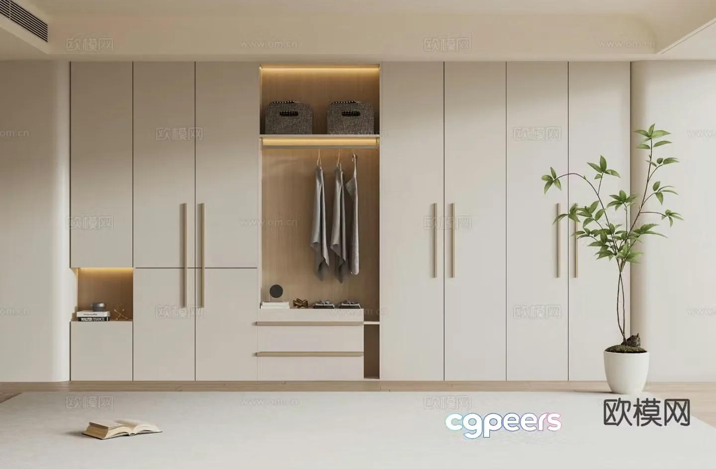 Cream style wardrobe 3d model