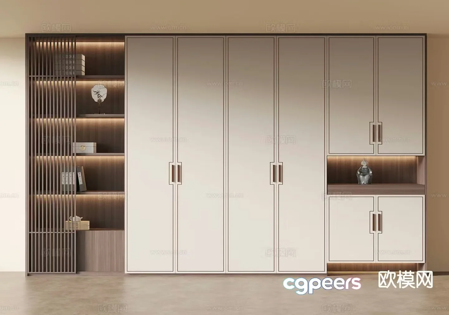 New Chinese style bookcase bookshelf 3d model