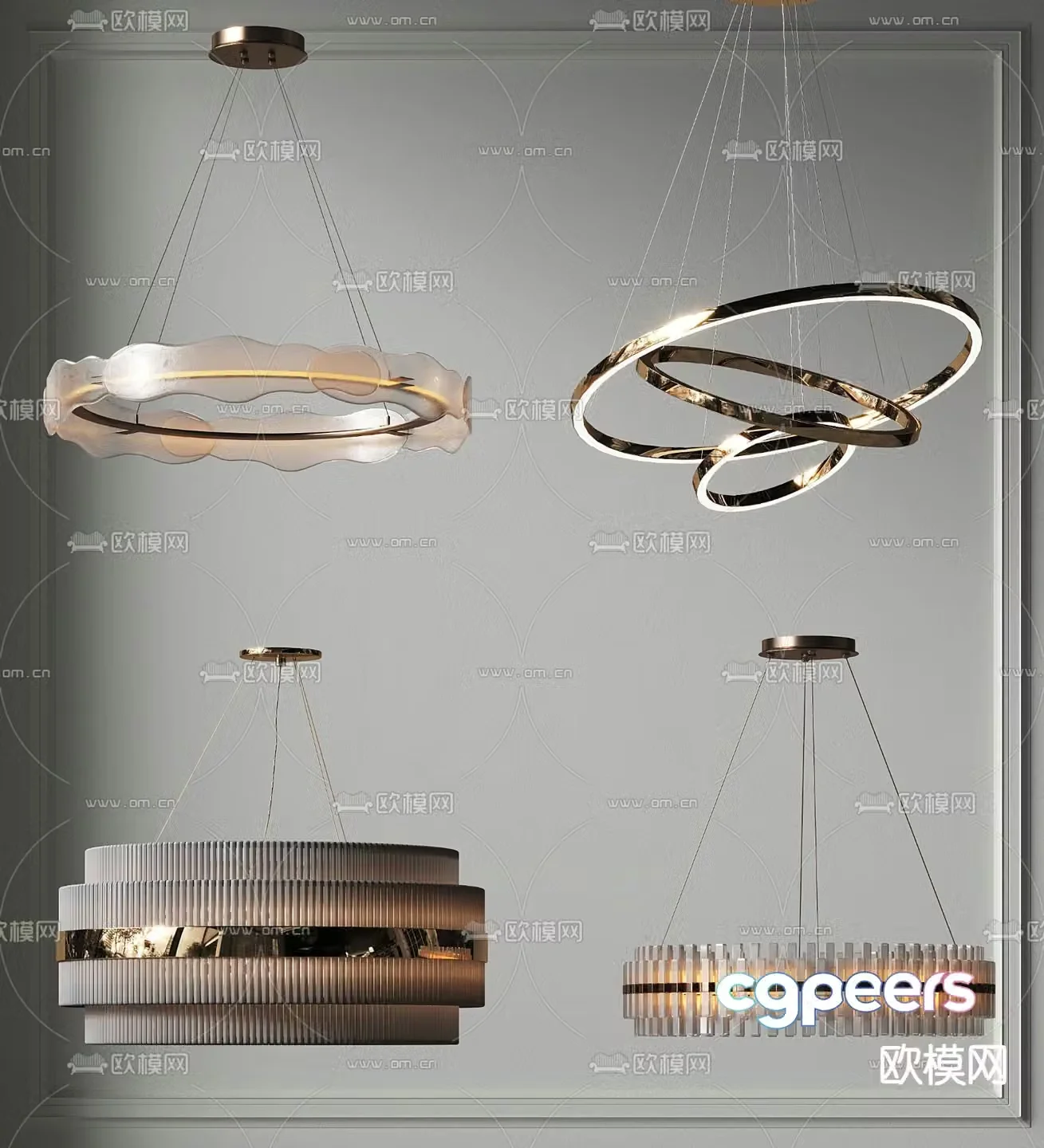 Light luxury chandelier ring chandelier 3d model