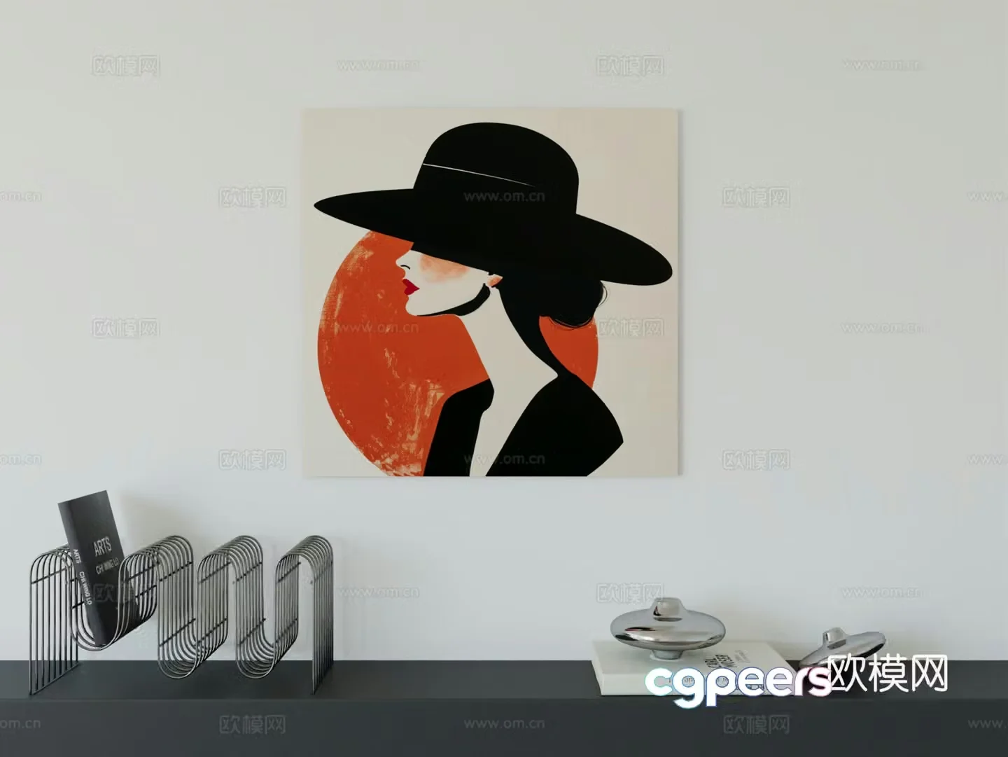 Modern minimalist hanging painting Bauhaus art hanging painting 3d model