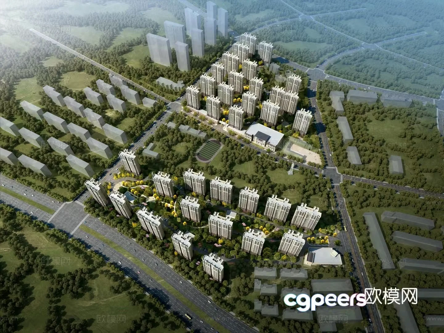 Residential aerial view 3d model