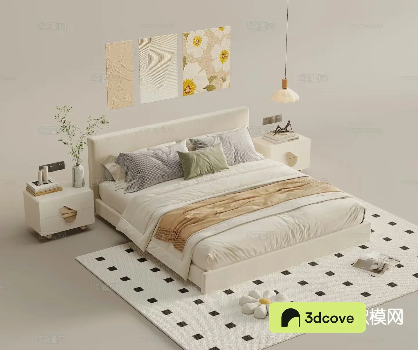 Cream style double bed
