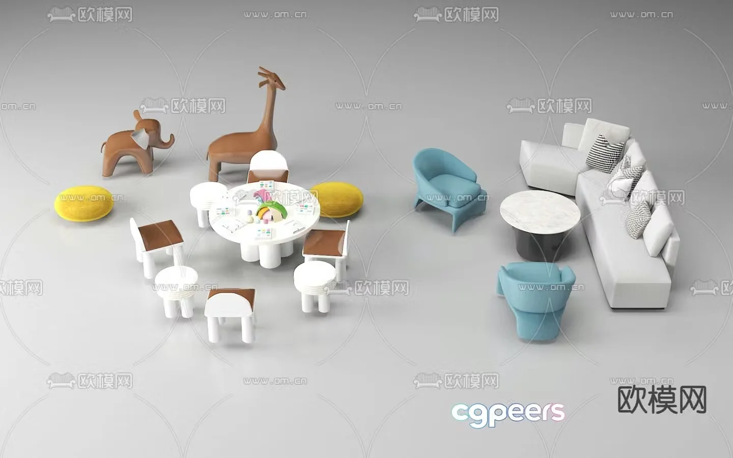 Children’s tables and chairs game tables and chairs 3d model