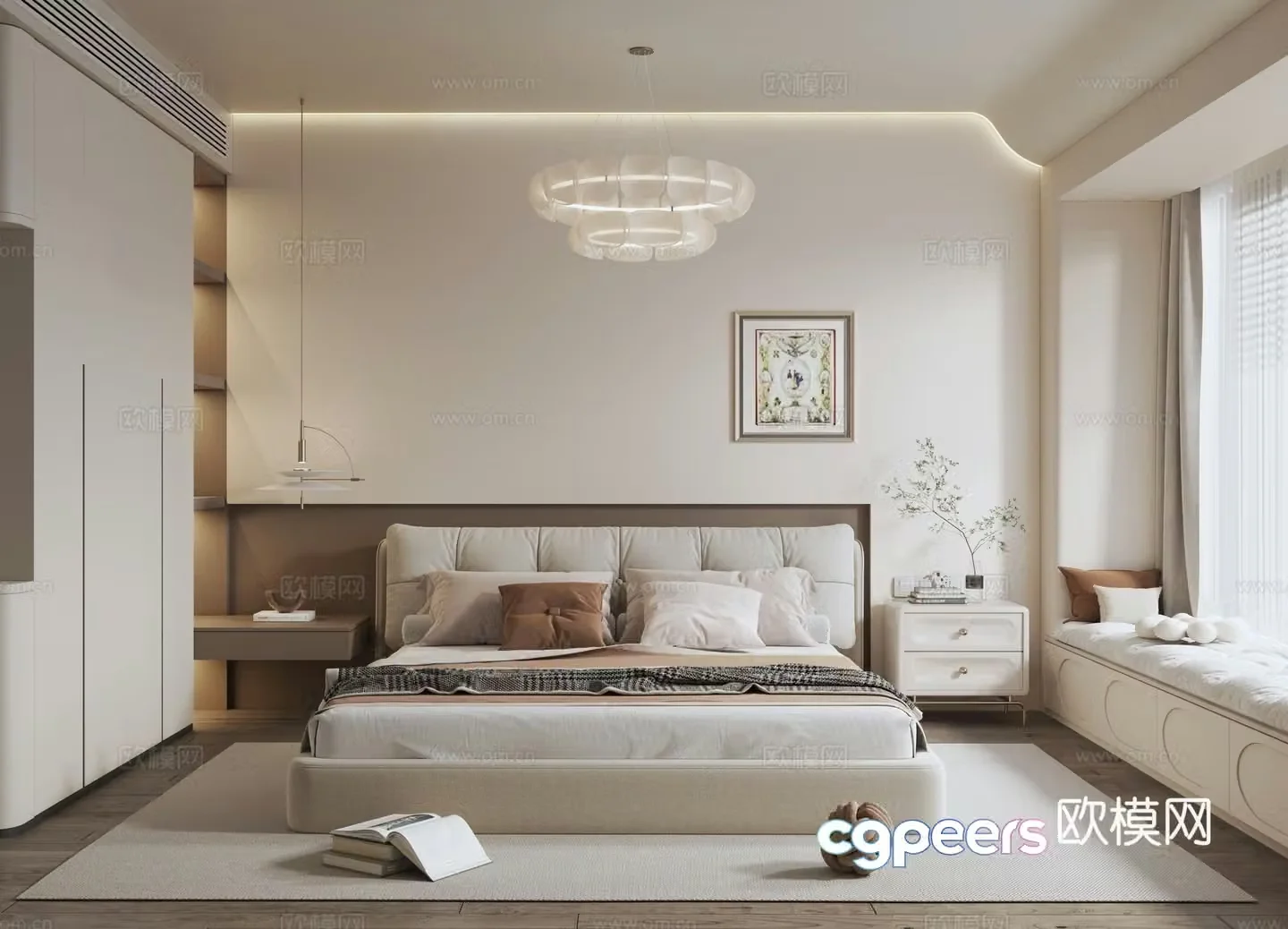 Cream style bedroom master bedroom 3d model