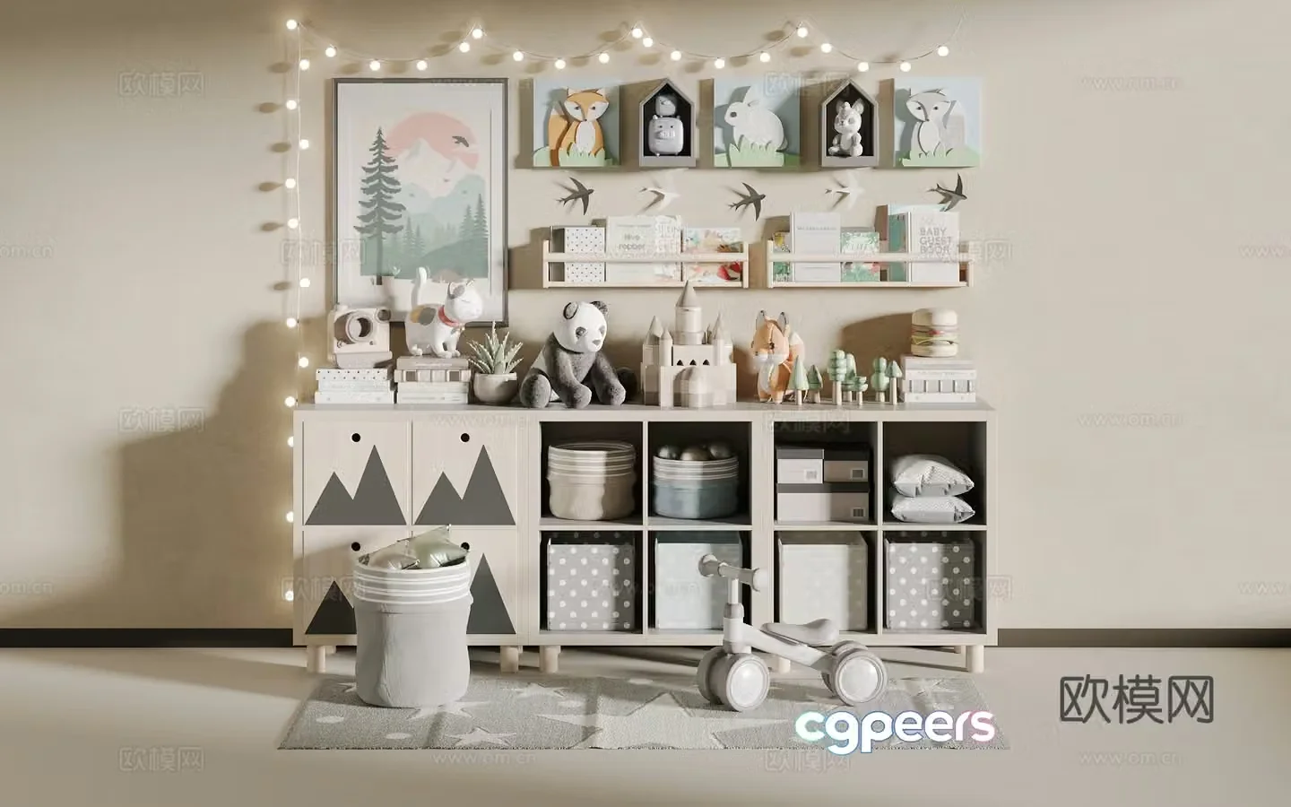 Children’s bookshelf toys 3d model