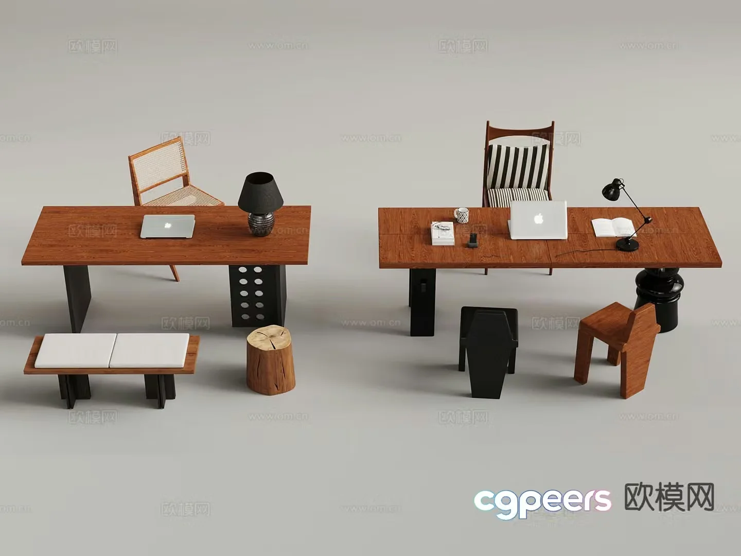 Medieval style desk and chair 3d model