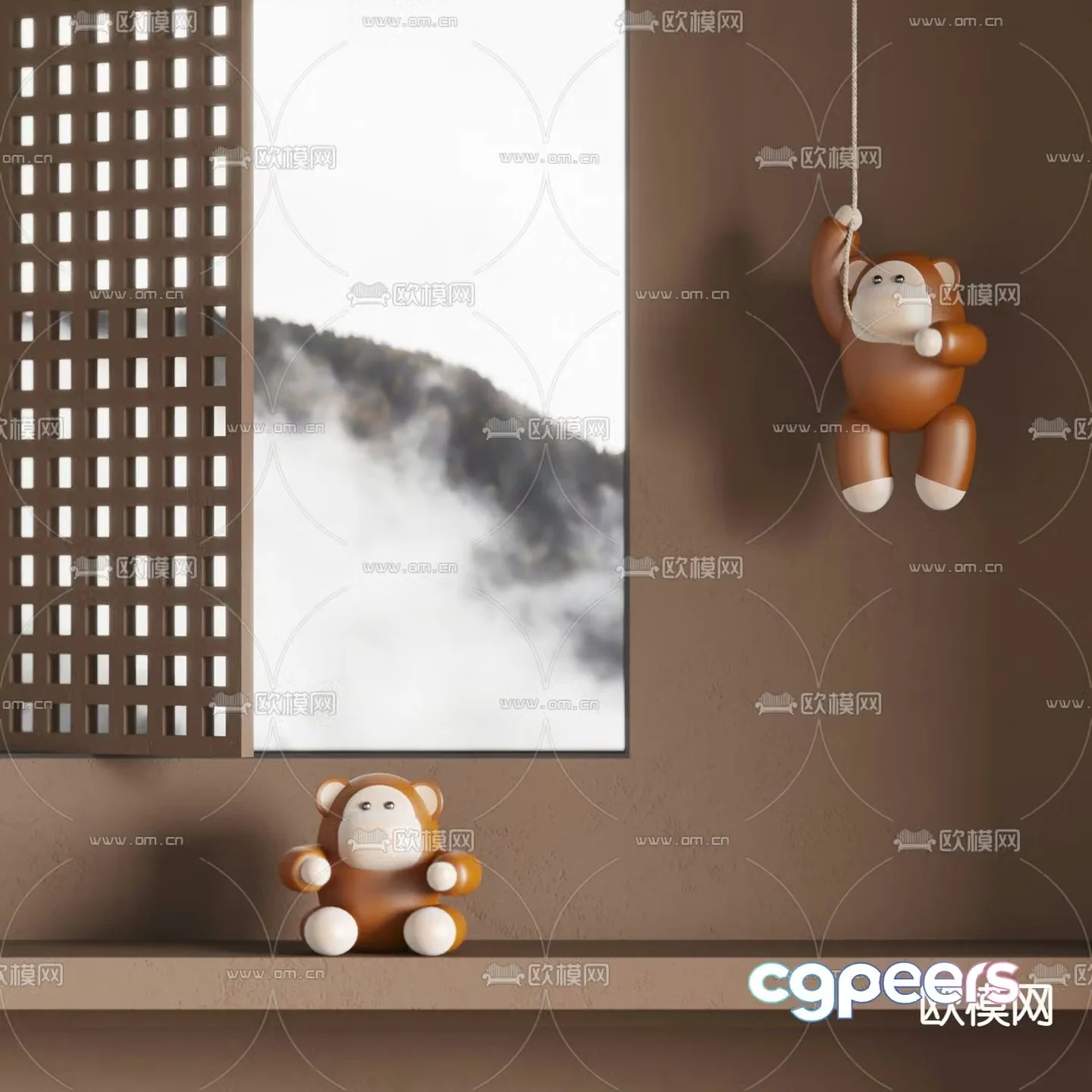 Modern monkey toy ornament 3d model