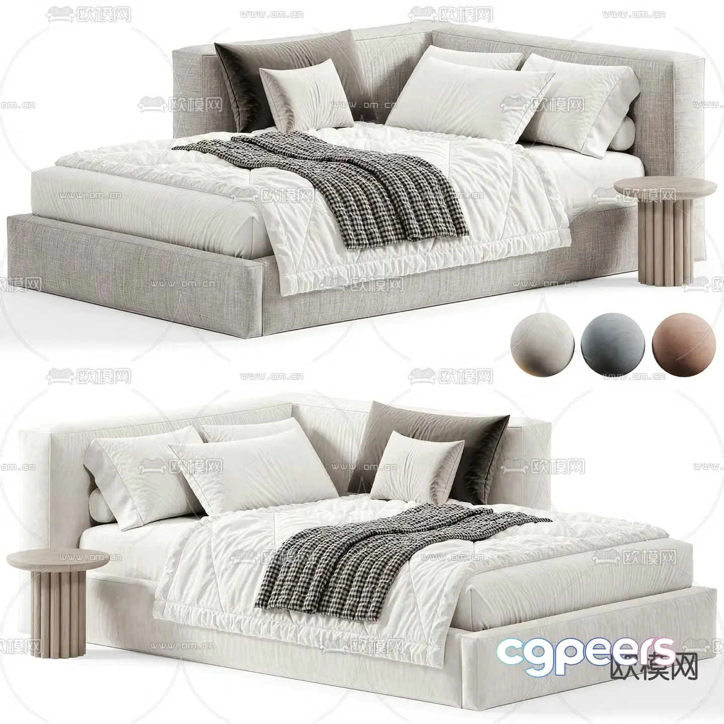 Modern single bed 3d model