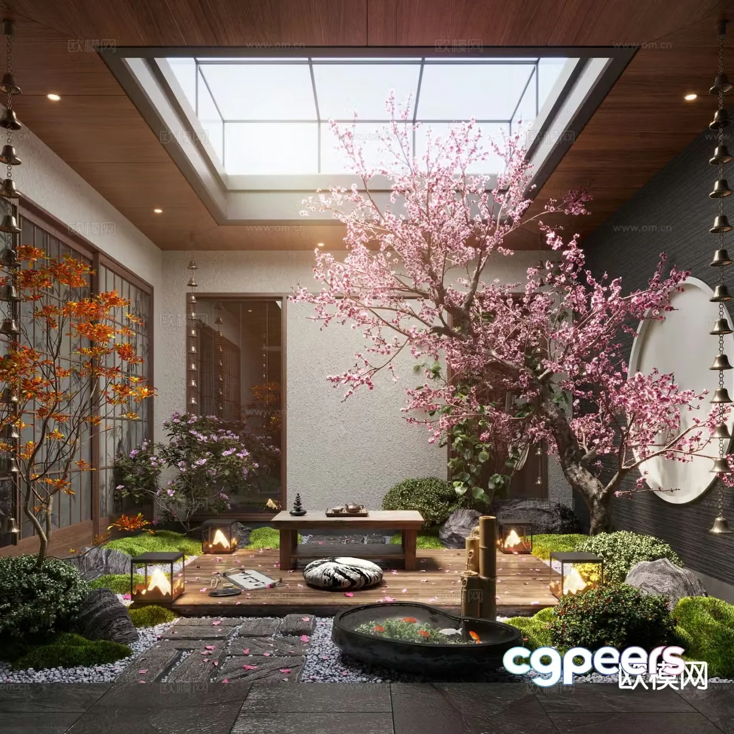 New Chinese Zen Patio Courtyard Landscape 3D Model