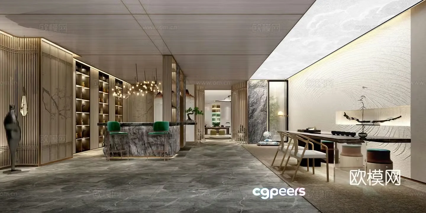 New Chinese style basement leisure area 3D model