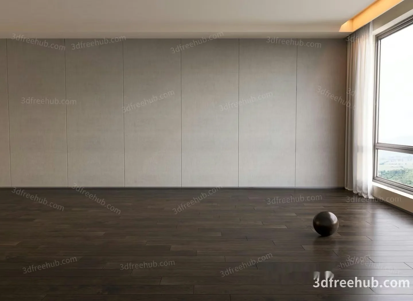 A Minimalist Room With A Dark Wood Floor 3D Model – 21769 – VRAY Render
