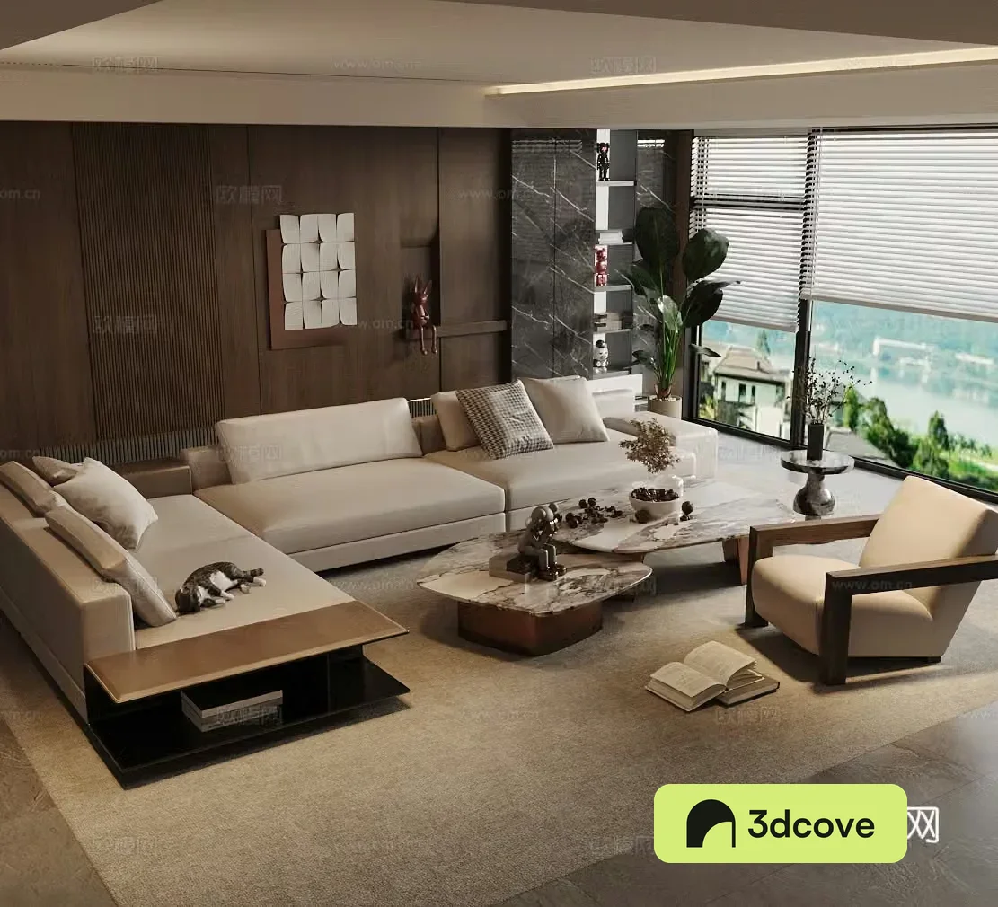 Modern Italian home living room Light luxury Italian living room Sofa coffee table combination High-end gray living room