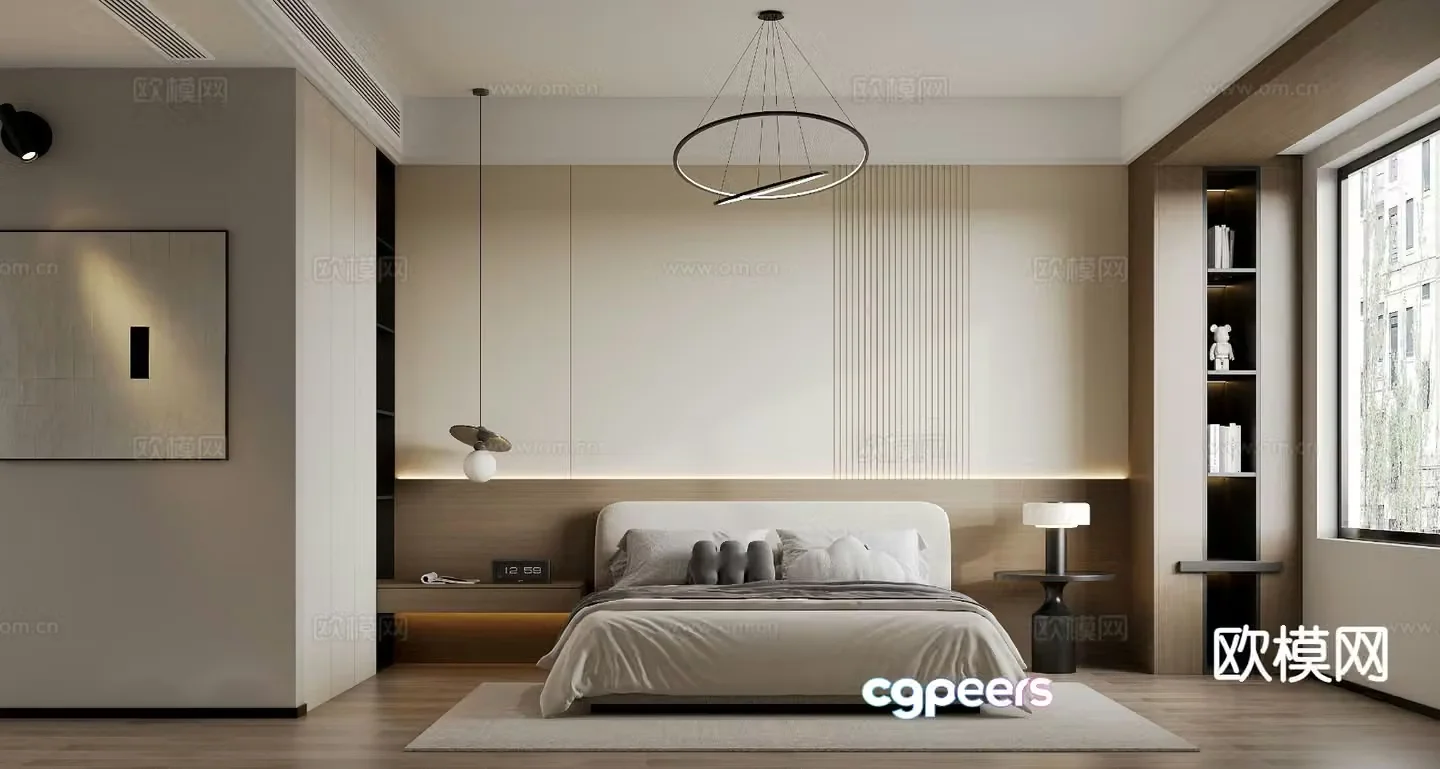 Modern minimalist bedroom master bedroom 3d model