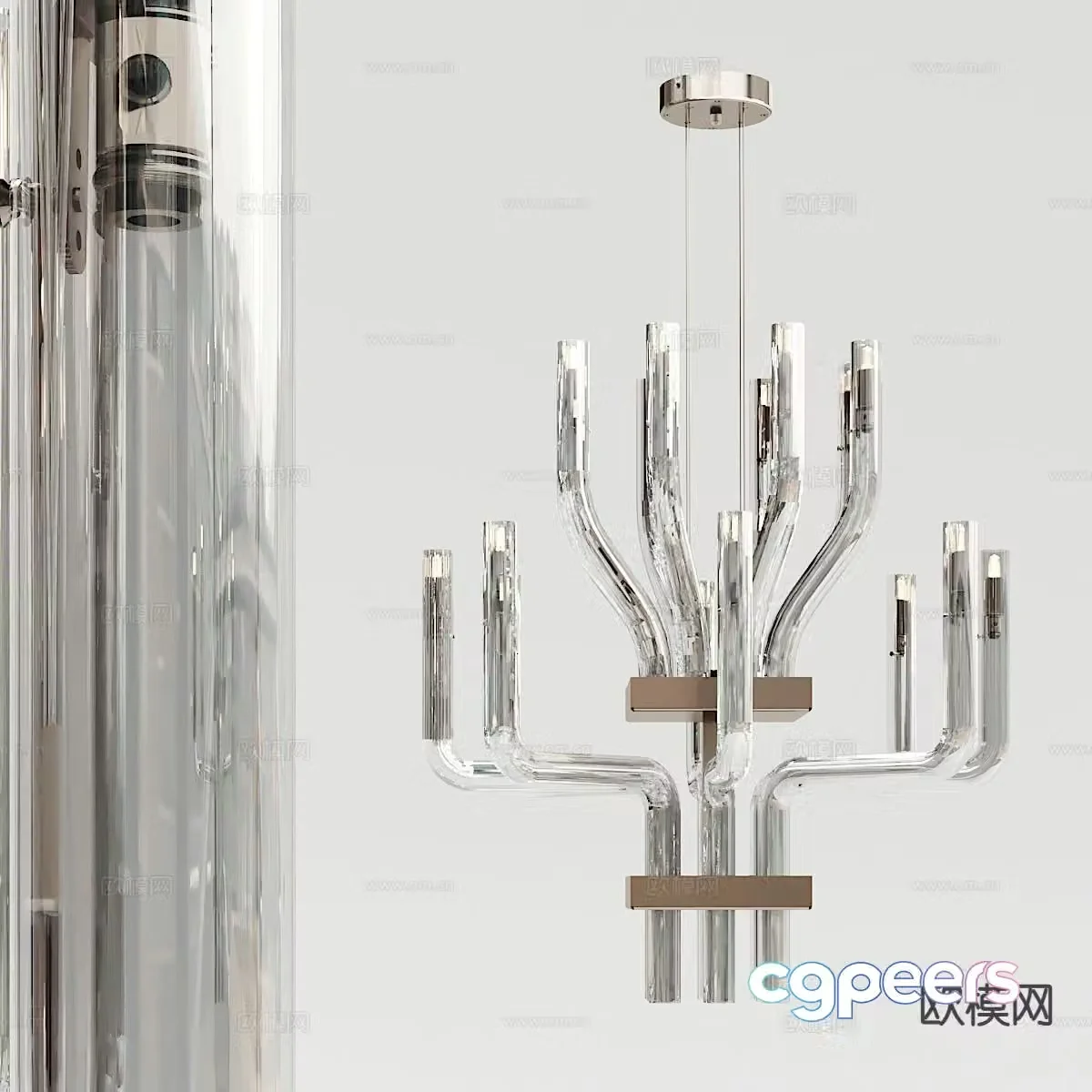 Light luxury chandelier glass chandelier 3d model