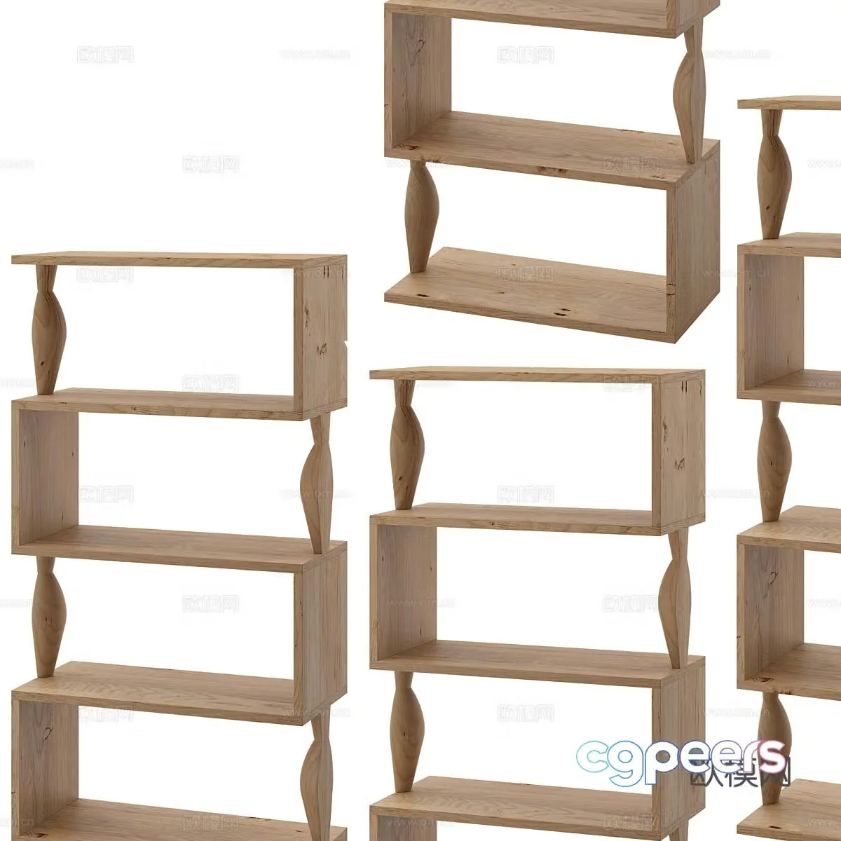 Log decorative cabinet shelf 3D model
