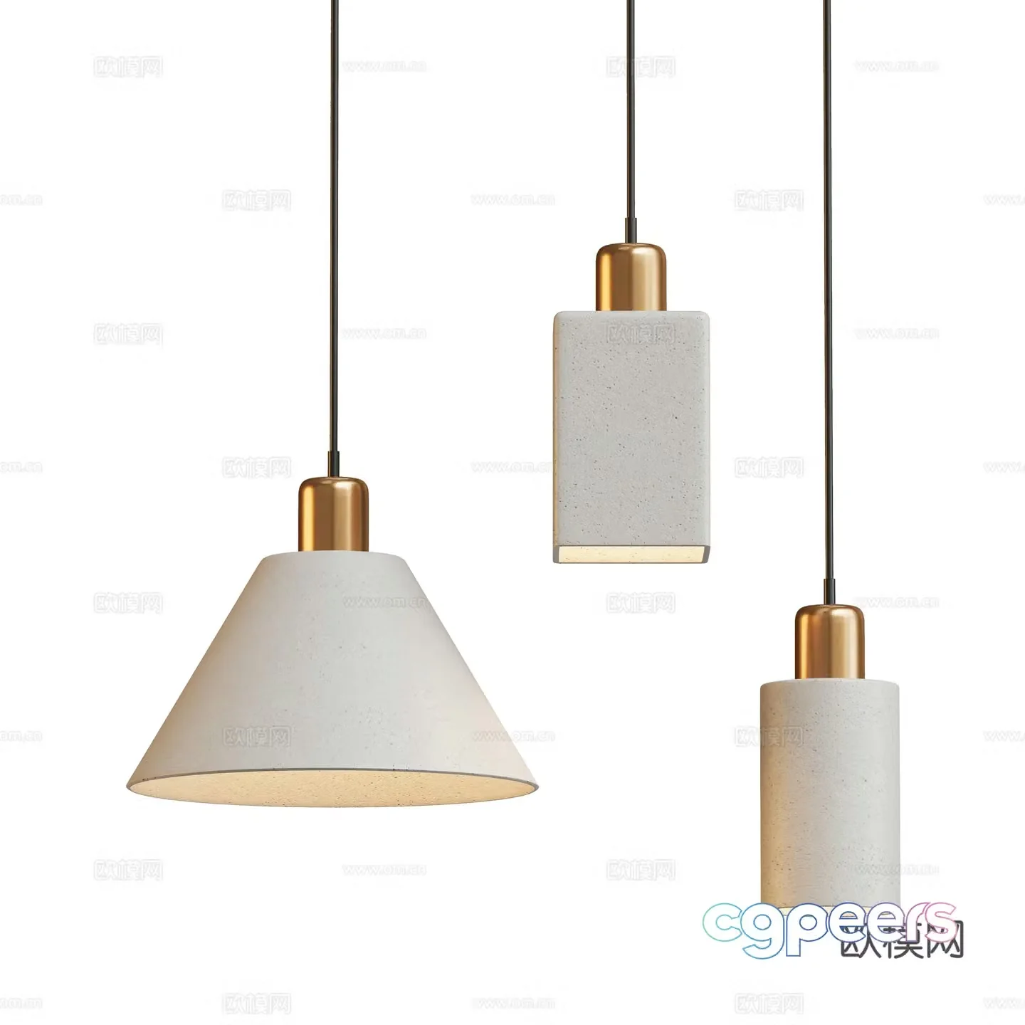 Modern cement art chandelier 3D model