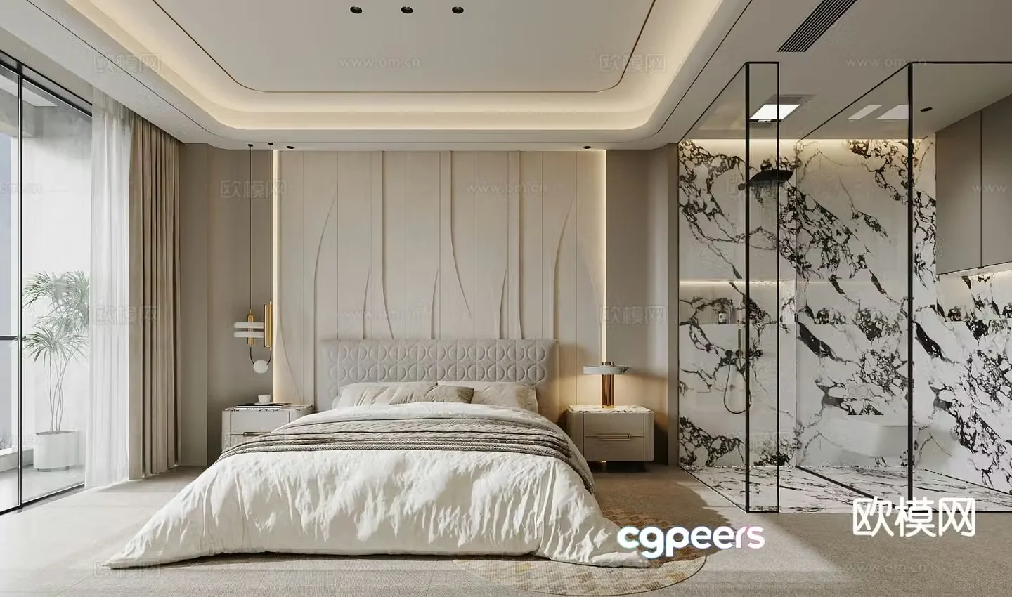 Cream style bedroom master bedroom 3d model