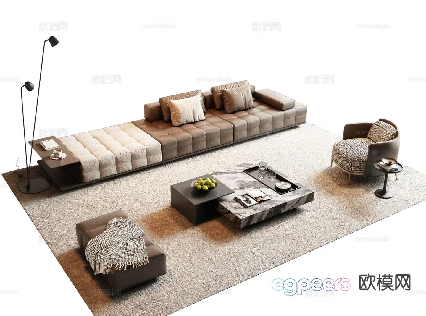Italian sectional sofa 3d model