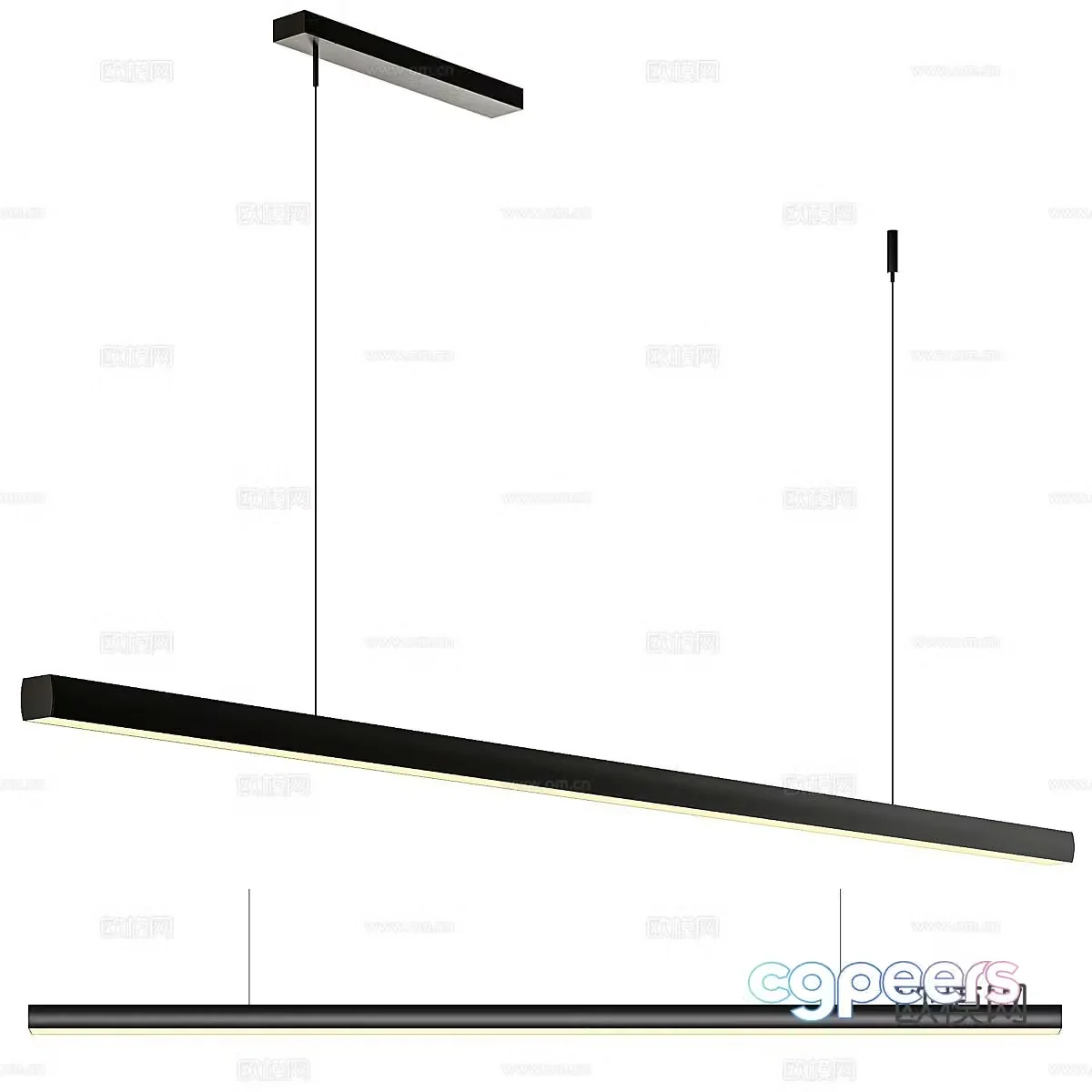 Minimalist long chandelier strip chandelier 3d model