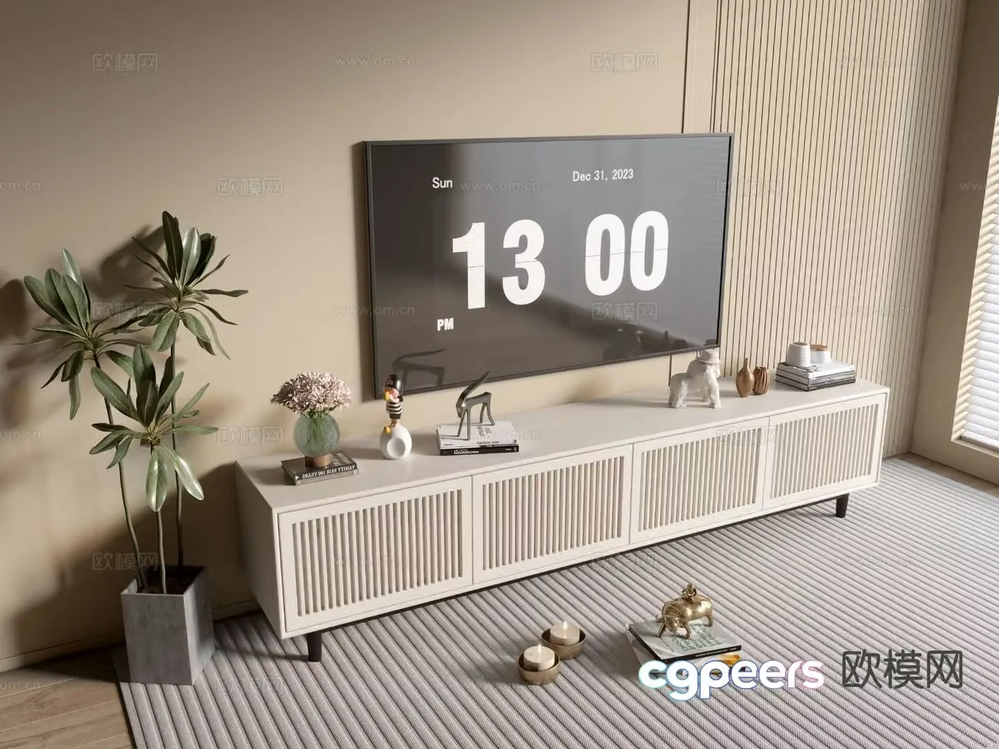 Cream style TV cabinet 3d model