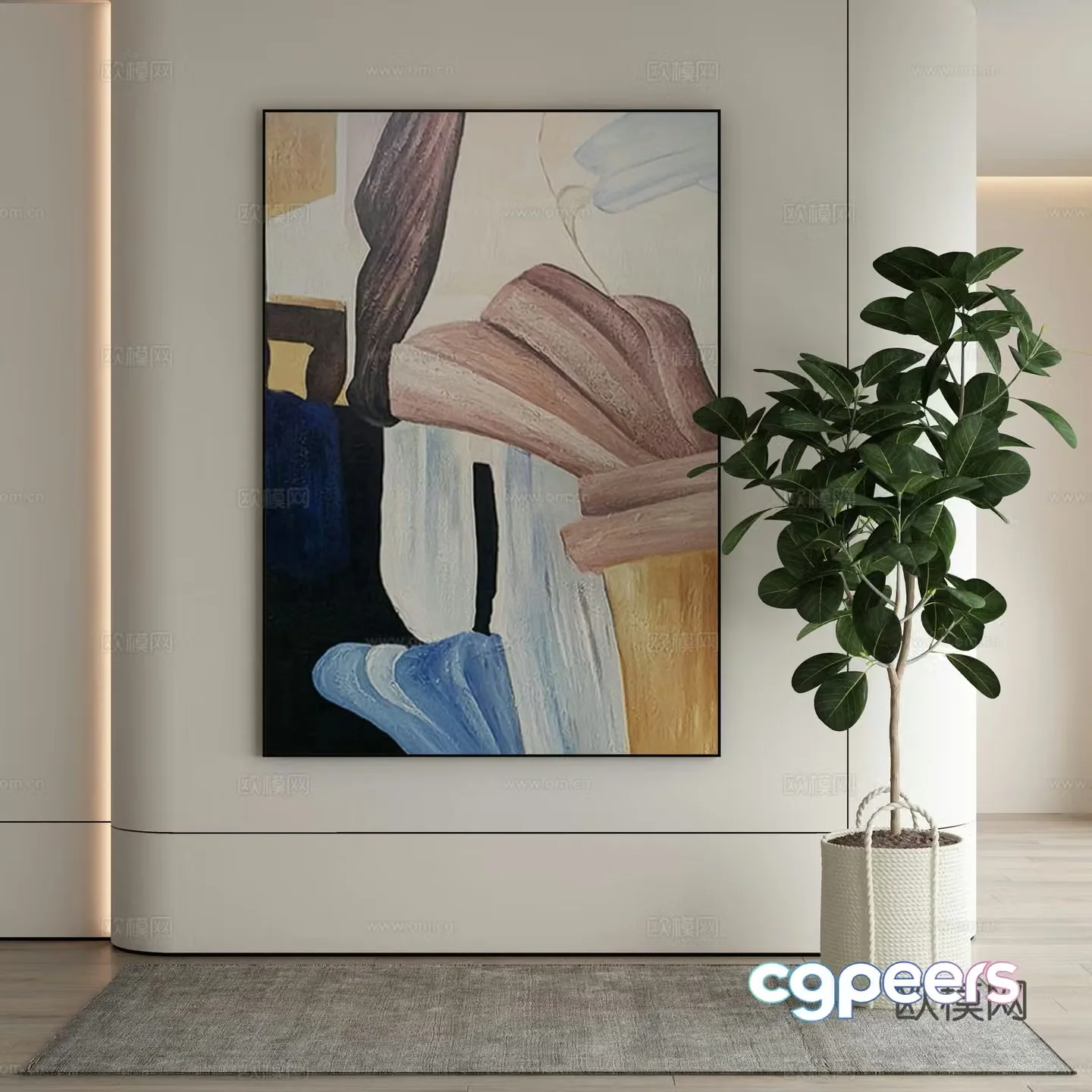 Modern decorative painting abstract hanging painting oil painting 3d model