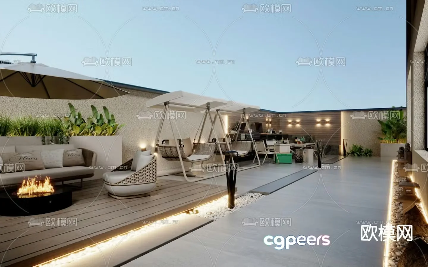 Balcony Garden Roof Garden 3d model