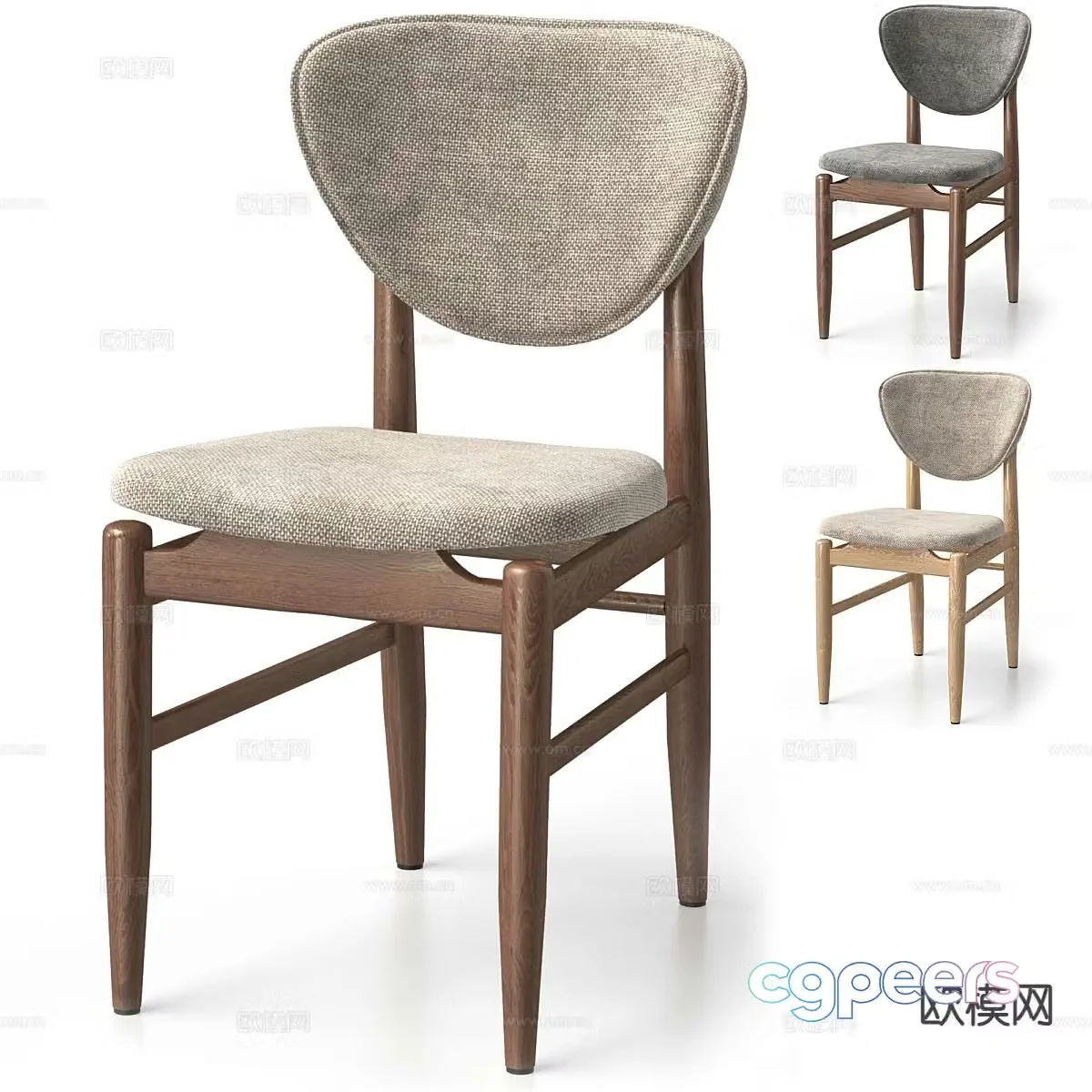 Nordic chair dining chair 3d model