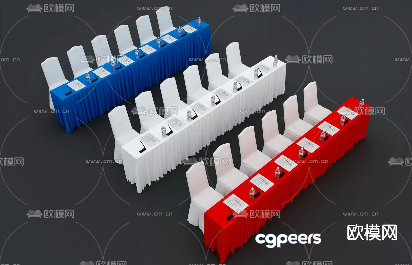 Conference table auditorium tables and chairs 3d model