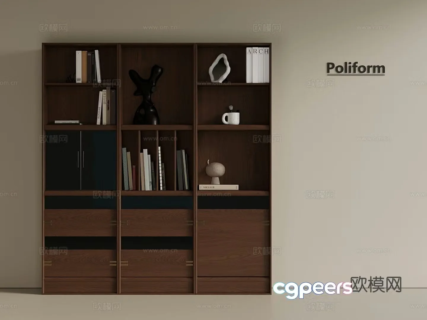 Middle Ages New Chinese Style Storage Locker Locker Side Cabinet 3D Model