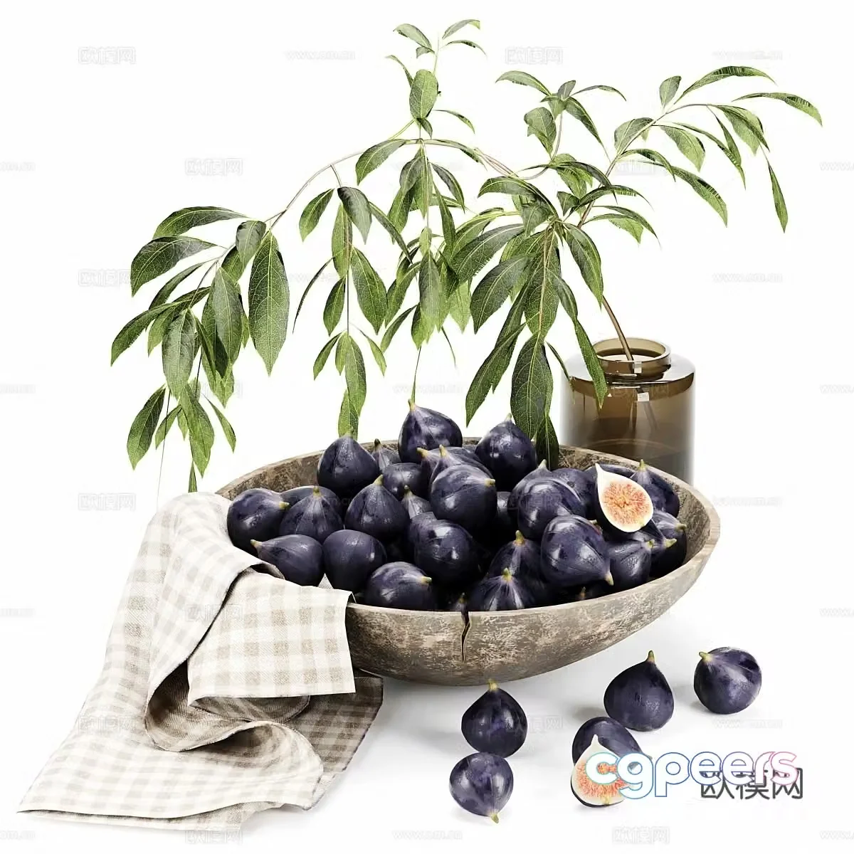 Modern fruit tray hydroponic green plants jewelry ornaments 3D model