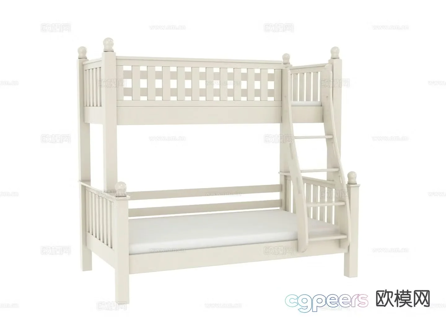French children’s bed bunk bed 3d model