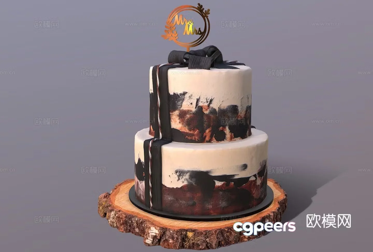 Food and drink Cream cake Chocolate cake Double layer cake Birthday cake 3d model