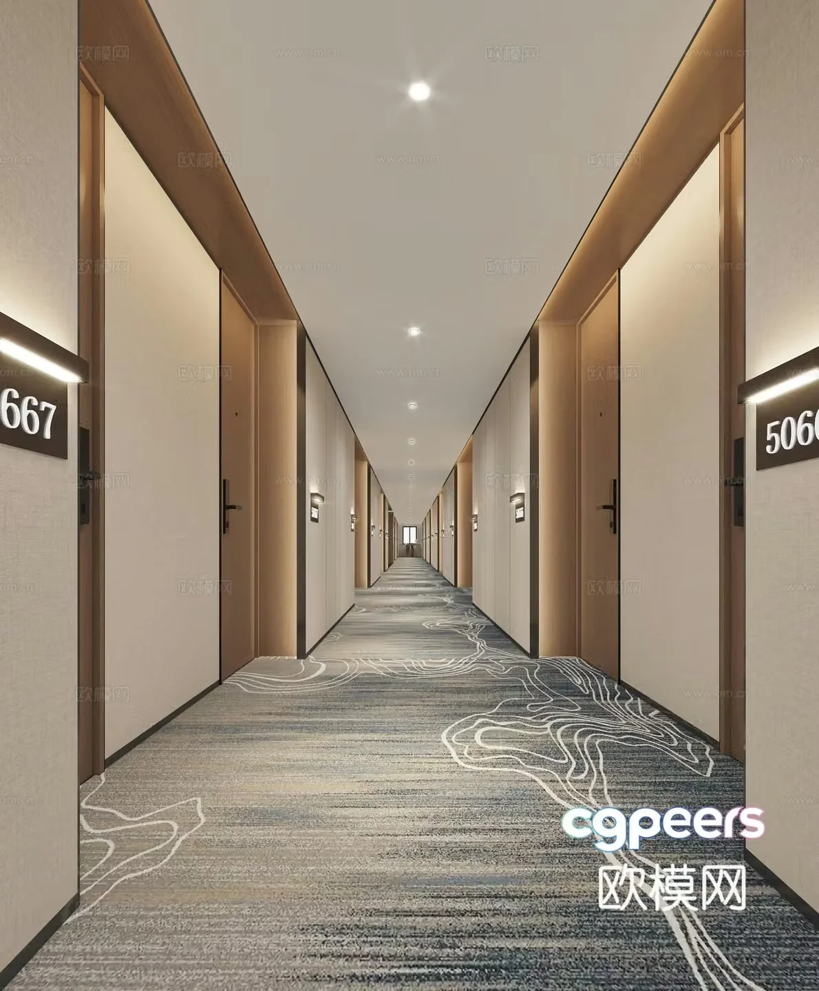 Modern hotel aisle 3D model