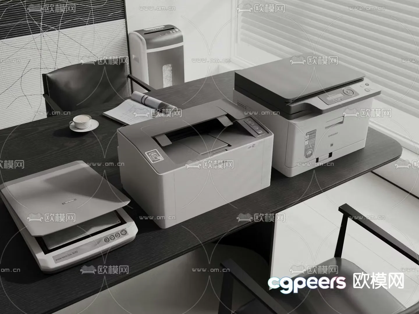 Modern printer copier scanner 3d model