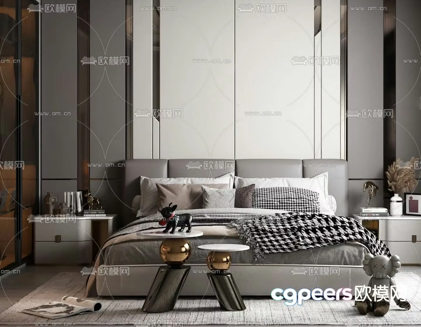 Italian double bed 3d model